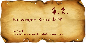 Hatvanger Kristóf névjegykártya