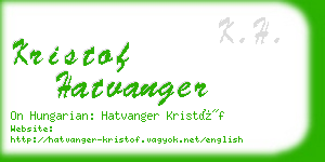kristof hatvanger business card